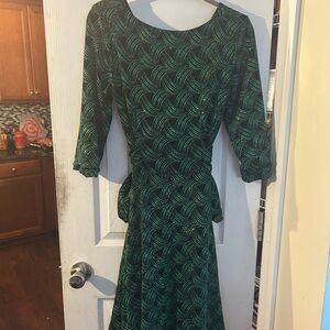 Tatyana Green and Black Patterned Dress